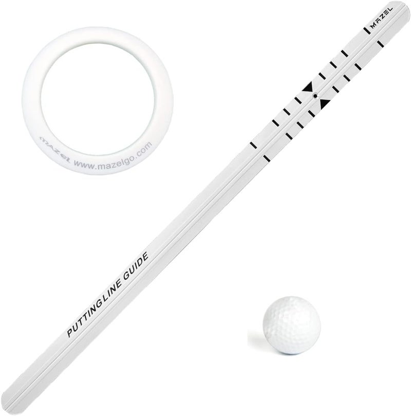 MAZEL Golf Putting Alignment Rail,Alloy Steel Golf Trainer Aid for Putting Green,35 * 1.6 Inch,Precision Distance Control & Instant Feedback (Putting Alignment Rail, Putting Ring, Practice Ball) - Image 2